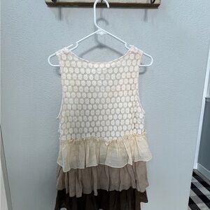 A'Reve Cream and Brown Layered Blouse